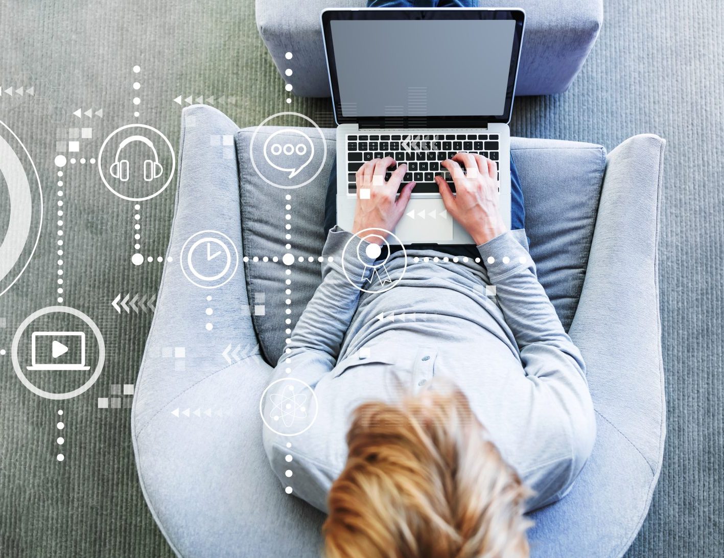 E-Learning with man using a laptop E-Learning with man using a laptop